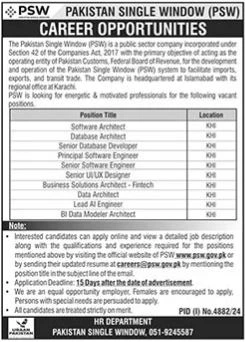 Pakistan Single Window (PSW) Career Opportunities 2025 – Join the Team