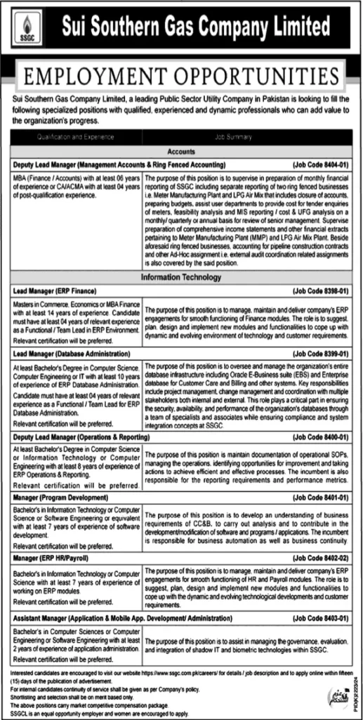 Explore Exciting Career Opportunities at Sui Southern Gas Company (SSGC) in 2025