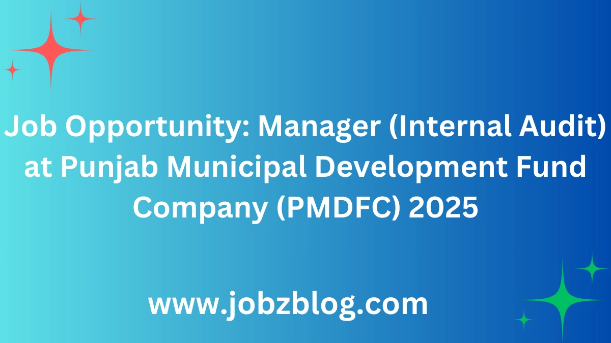 Job Opportunity: Manager (Internal Audit) at Punjab Municipal Development Fund Company (PMDFC) 2025