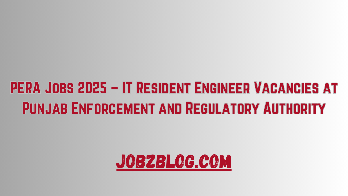 PERA Jobs 2025 – IT Resident Engineer Vacancies at Punjab Enforcement and Regulatory Authority